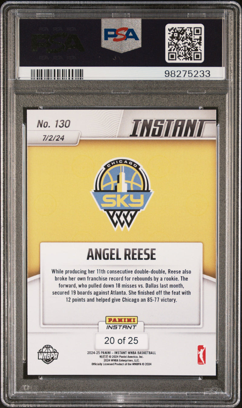 PSA 9 Angel Reese 2024 Panini Instant #130 Jungle SP Only 25 Made Rookie Card Chicago Sky