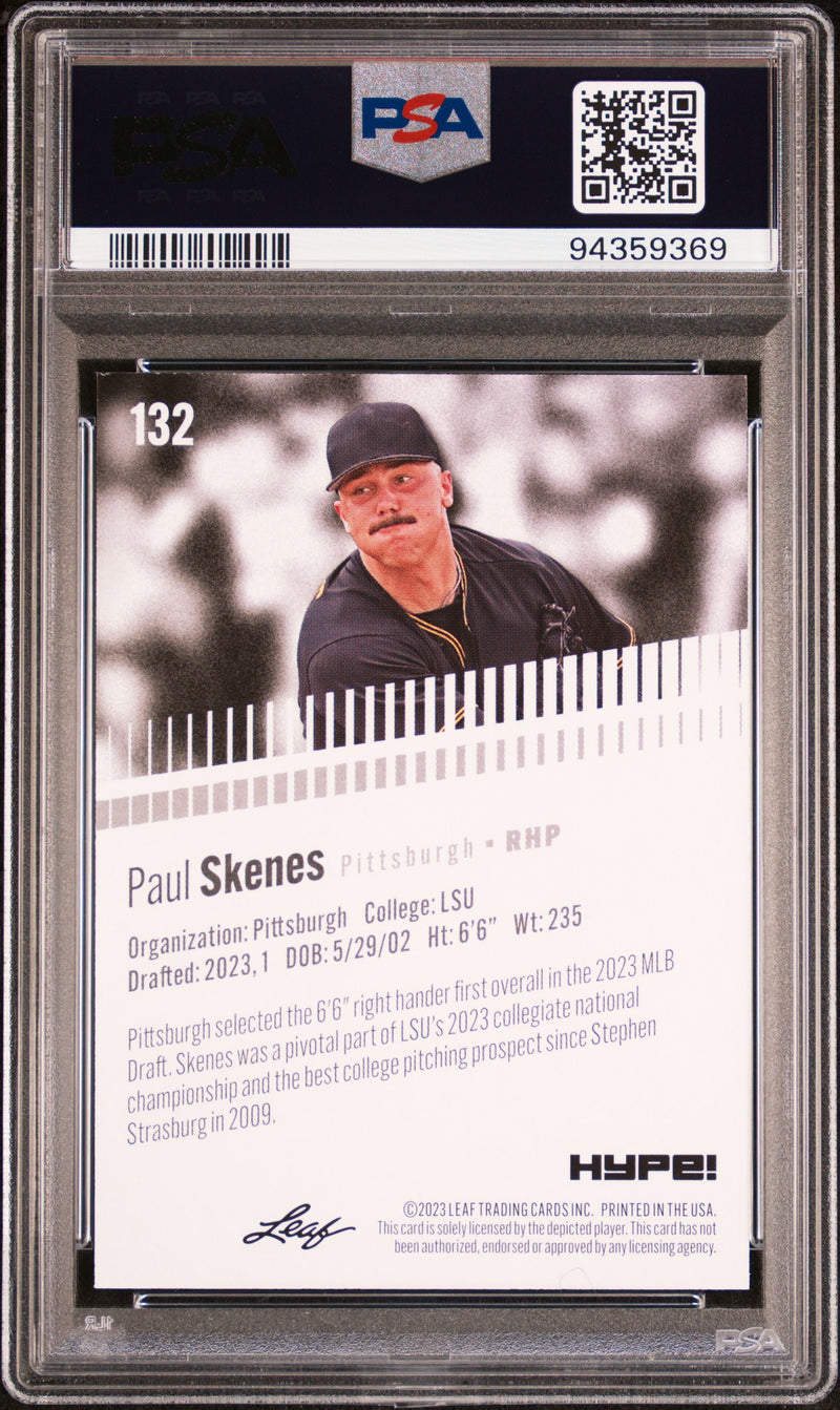 PSA 9 Paul Skenes 2023 Leaf HYPE #132 1 of 5000 Made Rookie Card Pittsburgh Pirates