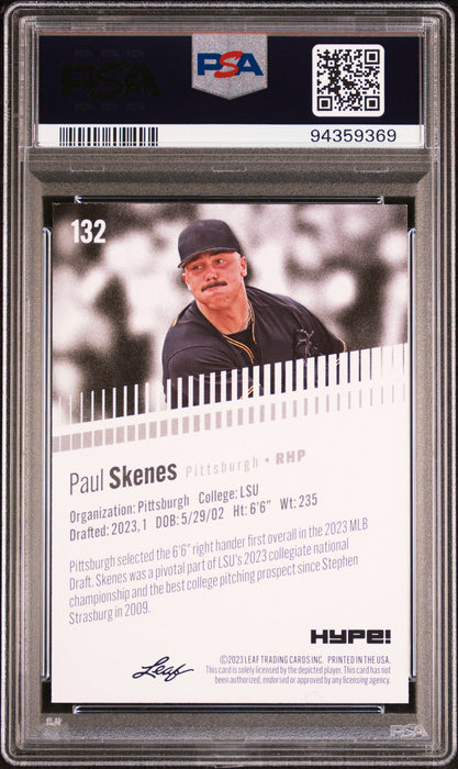 PSA 9 Paul Skenes 2023 Leaf Hype! #132 1 of 5000 Made! Rookie Card