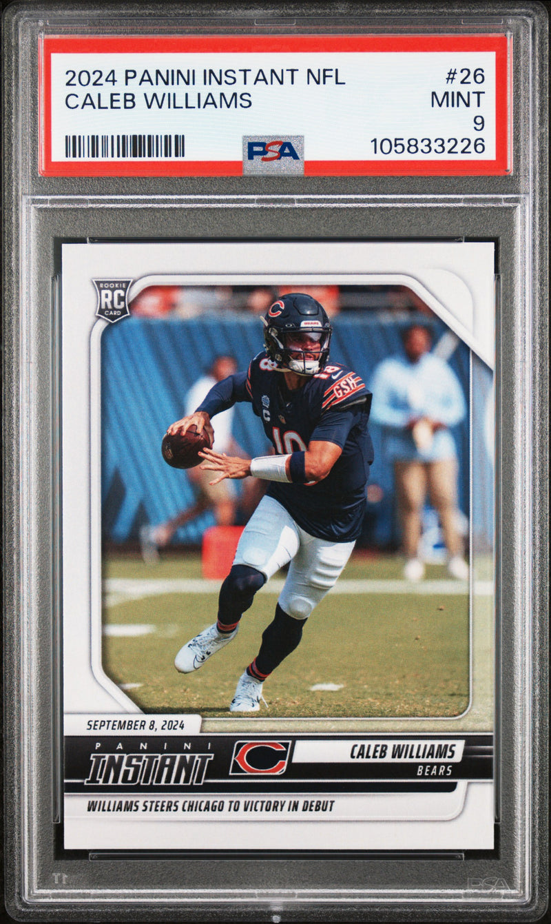 PSA 9 Caleb Williams 2024 Panini Instant #26 Victory in Debut Rookie Card Chicago Bears