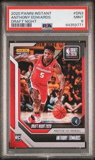 PSA 9 Anthony Edwards 2020 Panini Instant #DN3 Draft Night Rookie Card Minnesota Timberwolves