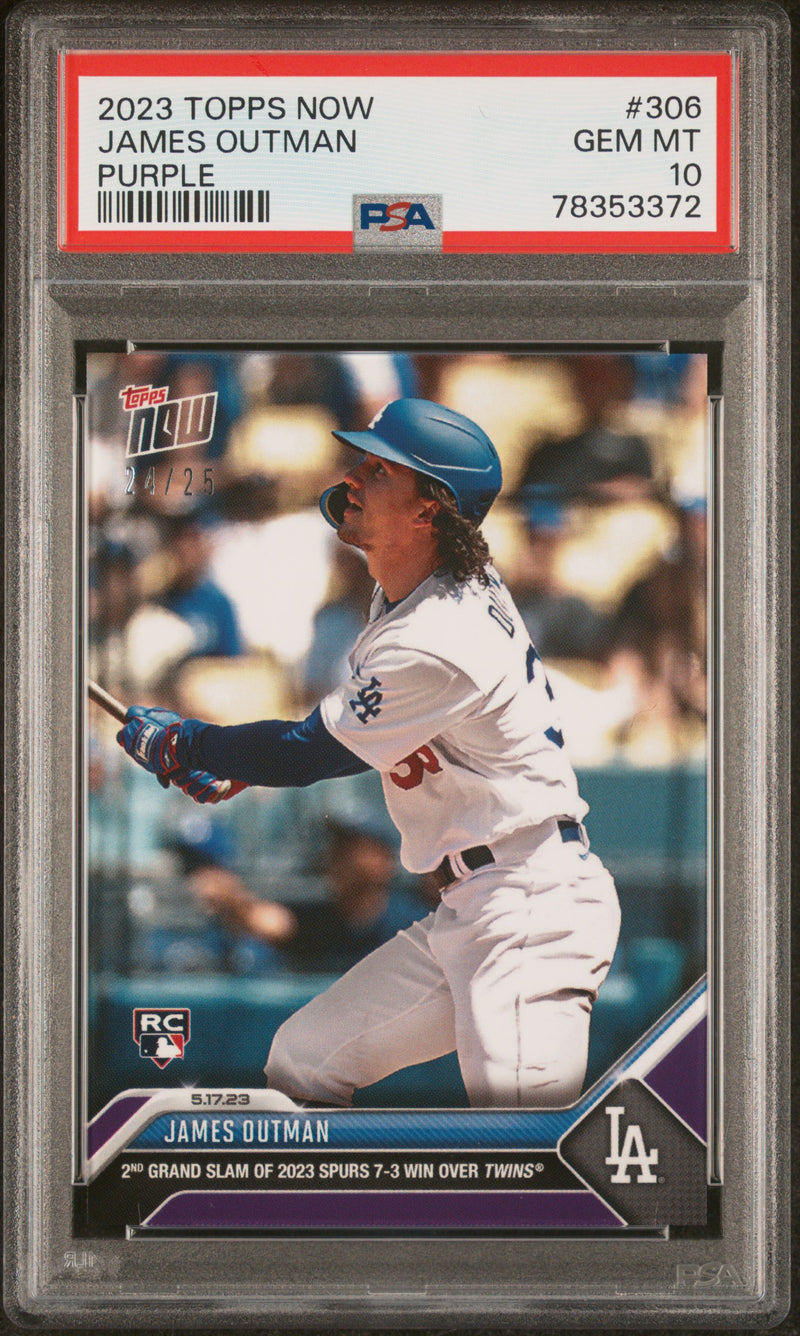 PSA 10 GEM-MT James Outman 2023 Topps Now #306 Rookie Card Purple SP #24/25