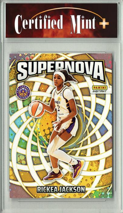Certified Mint+ Rickea Jackson 2025 Panini Instant #SN-12 Supernova 3655 Made Rare Trading Card Los Angeles Sparks
