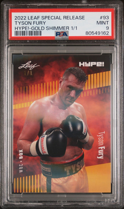 PSA 9 Tyson Fury 2022 Leaf Hype! #93 Gold Shimmer 1/1 Rare Trading Card