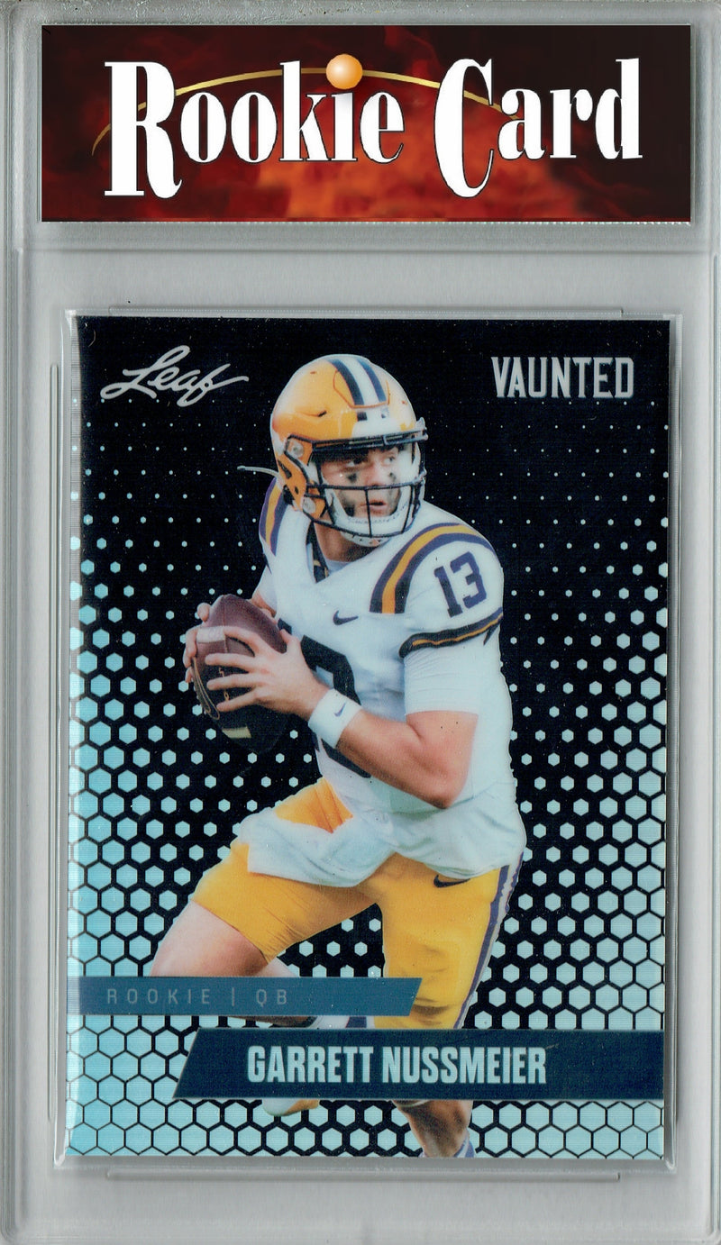 Garrett Nussmeier Rookie Card LSU / Kansas City Football Trading Card 2025 Leaf Vaunted Metal #VM-08 Black 7 Made  Certified Mint+