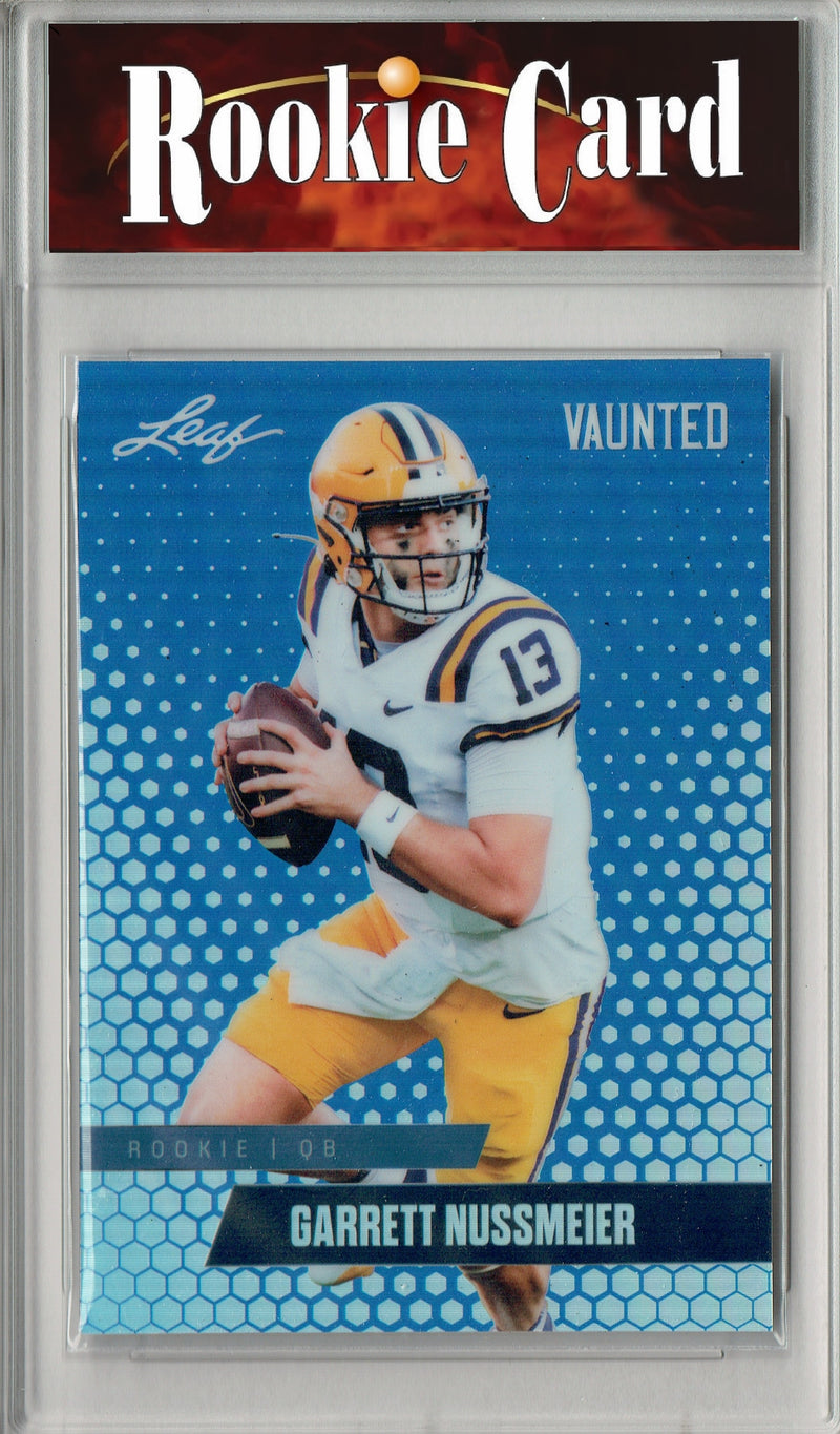 Garrett Nussmeier Rookie Card LSU / Kansas City Football Trading Card 2025 Leaf Vaunted Metal #VM-08 Blue 20 Made  Certified Mint+