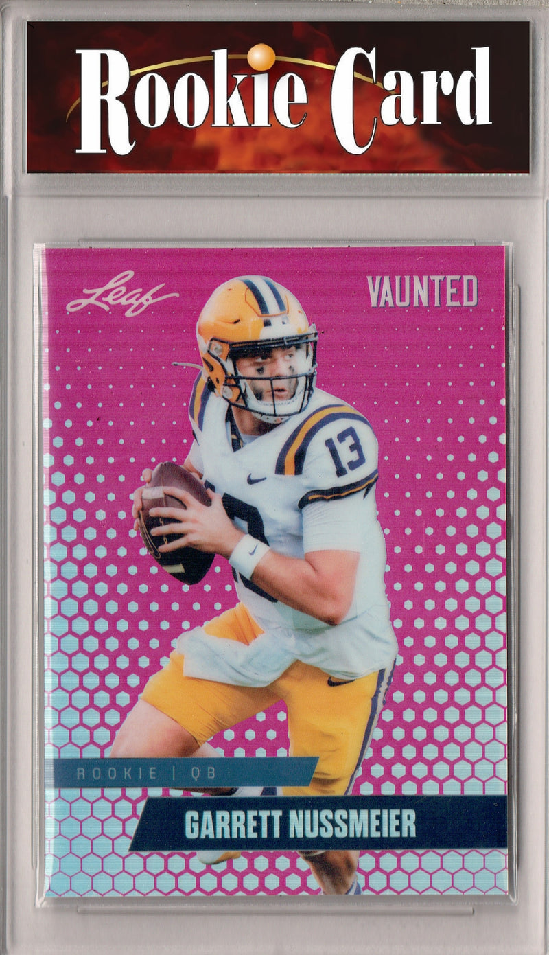 Garrett Nussmeier Rookie Card LSU / Kansas City Football Trading Card 2025 Leaf Vaunted Metal #VM-08 Pink 10 Made  Certified Mint+