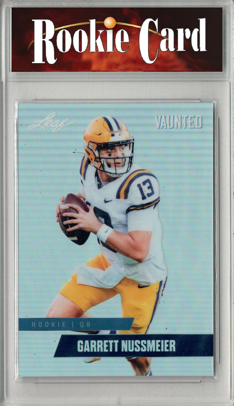 Garrett Nussmeier Rookie Card LSU / Kansas City Football Trading Card 2025 Leaf Vaunted Metal #VM-08 Silver 25 Made  Certified Mint+