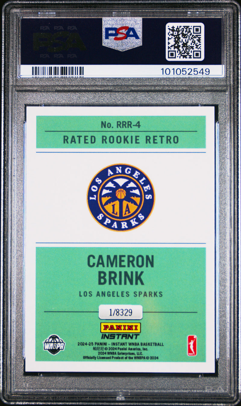 PSA 10 Cameron Brink 2024 Panini Instant #RRR4 Rated Rookie Retro Rookie Card Los Angeles Sparks