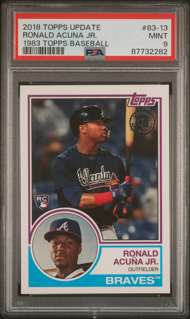 PSA 9 Ronald Acuna 2018 Topps Update #83-13 1983 Throwback Rookie Card Atlanta Braves