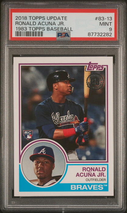 PSA 9 Ronald Acuna 2018 Topps Update #83-13 1983 Throwback Rookie Card