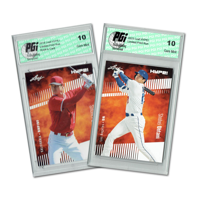 PGI 10 Shohei Ohtani Then & Now 2018/2023 Leaf Hype! #10 #135 Rookie Card Limited 2-Pack Los Angeles Dodgers