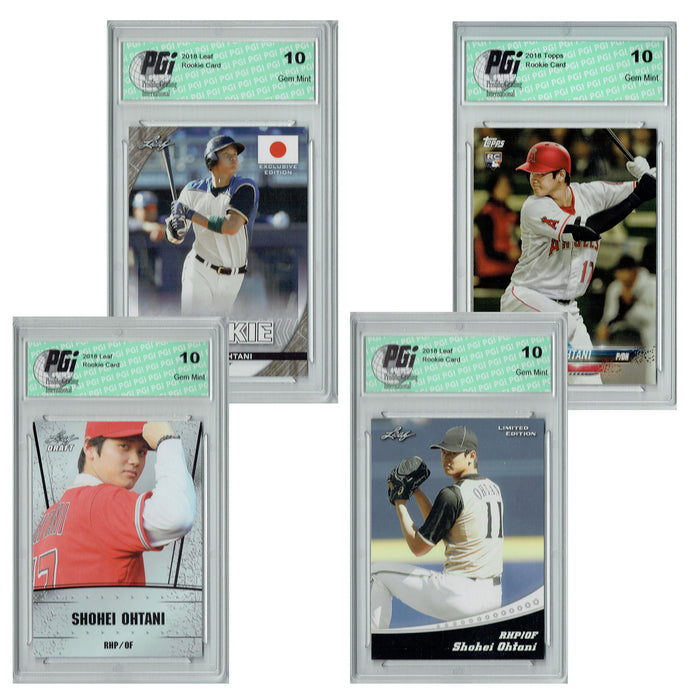 Shohei Ohtani 2018 Leaf / Topps 4-Card Rookie Card Bundle PGI 10