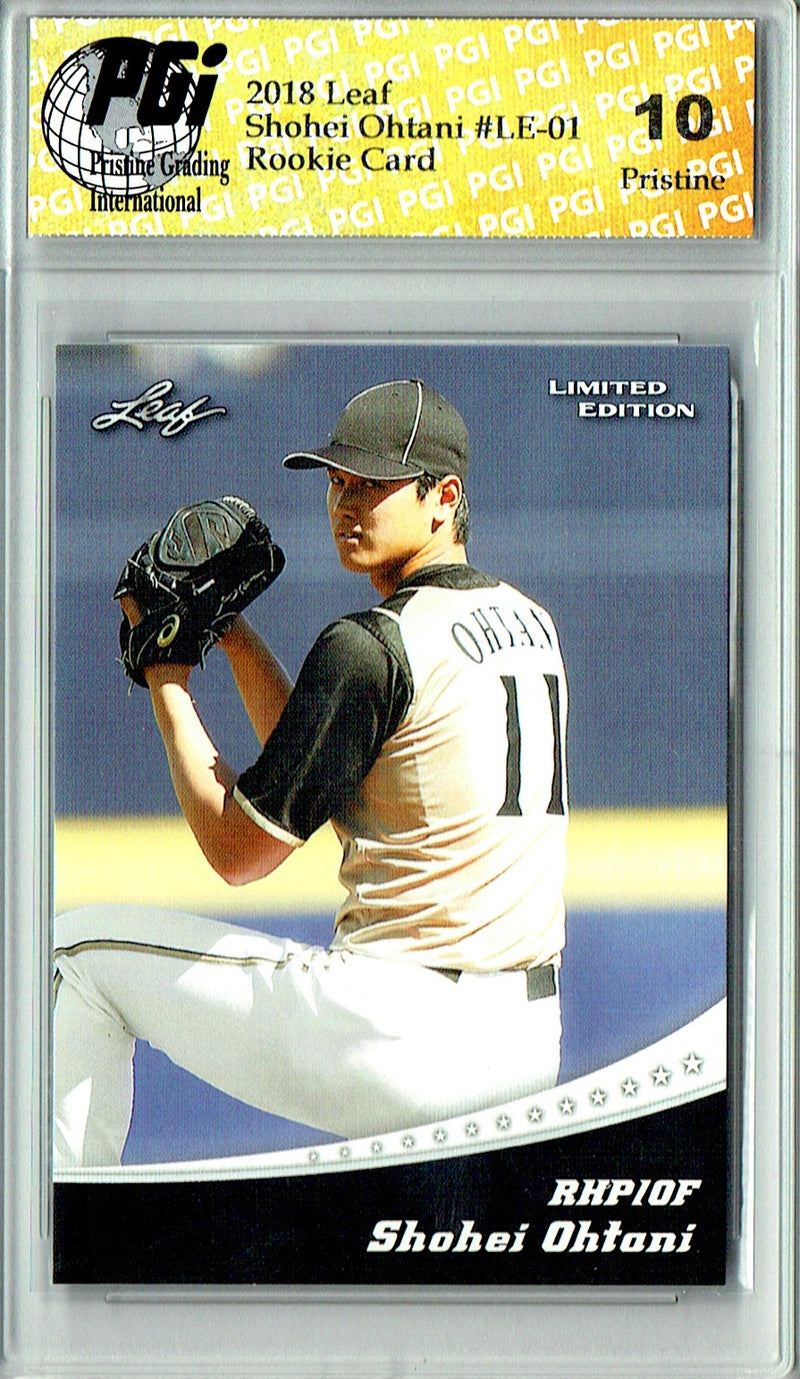 Shohei Ohtani Rookie Card 2018 Leaf #LE-01 PRISTINE, PGI 10, Los Angeles Dodgers Baseball