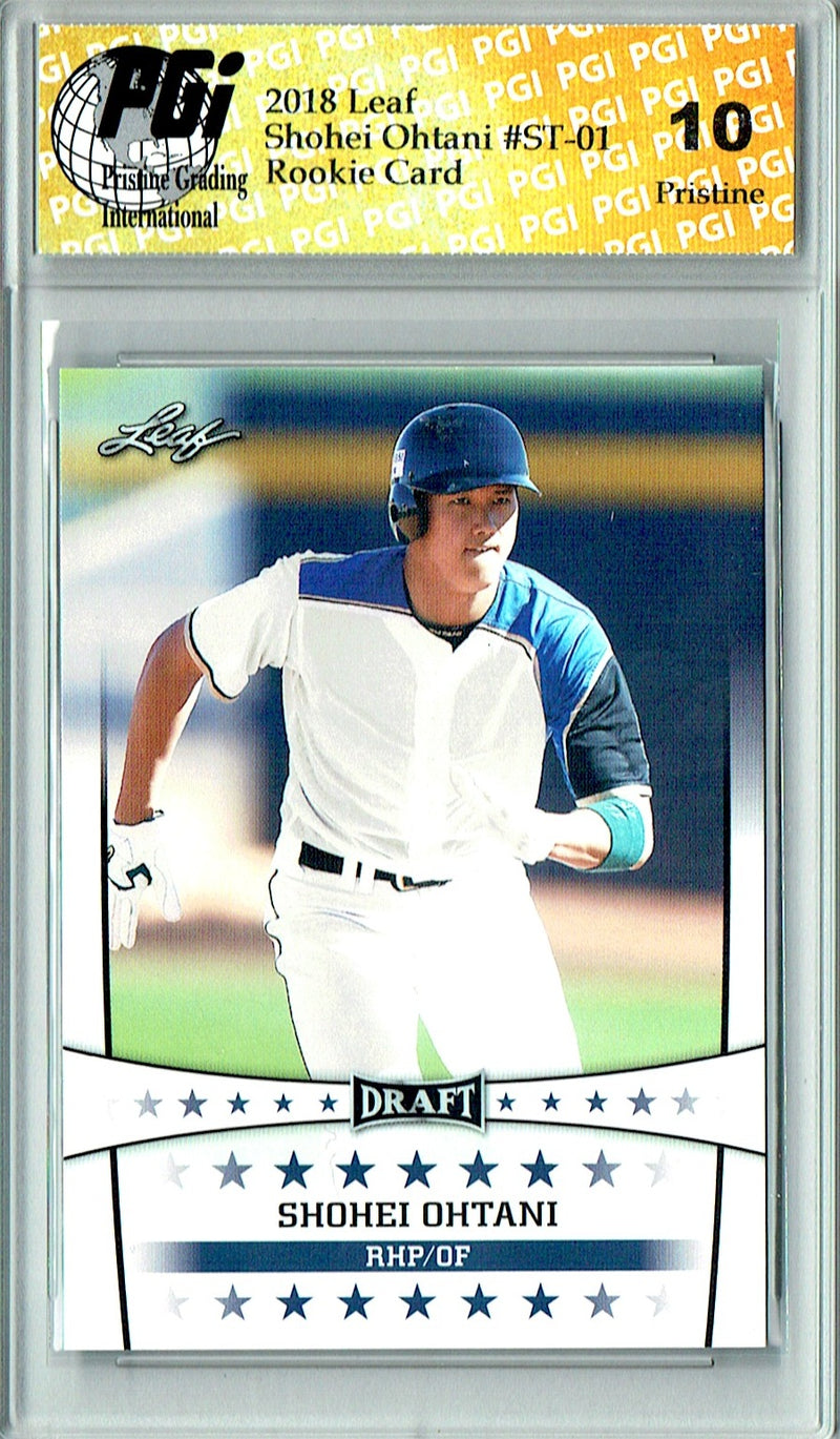 Shohei Ohtani Rookie Card 2018 Leaf #ST-01 PRISTINE, PGI 10, Los Angeles Dodgers Baseball