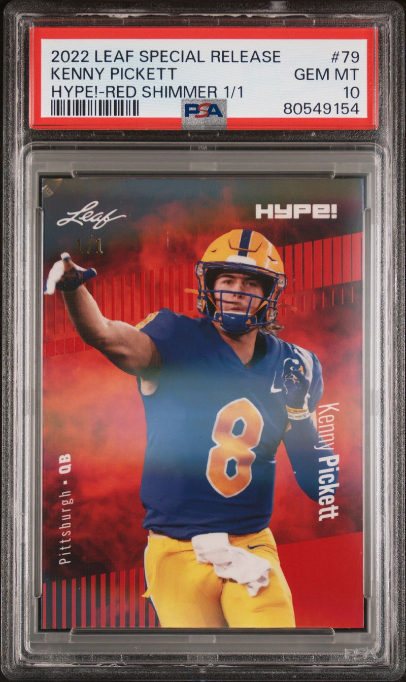 PSA 10 Kenny Pickett 2022 Leaf Hype! #79 Red Shimmer 1/1 Rookie Card