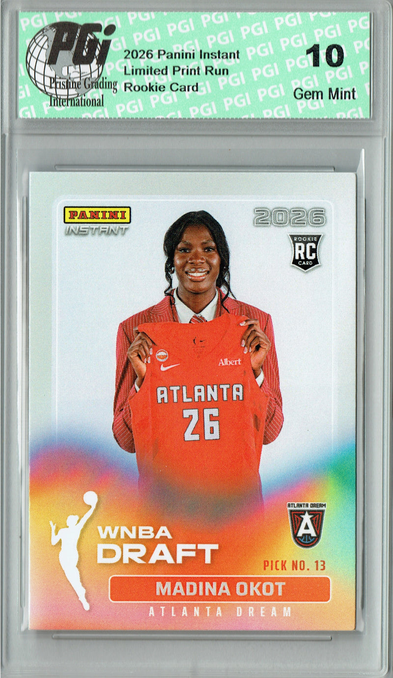 Madina Okot Rookie Card Atlanta Dream 2026 WNBA Draft Night #DN-11 1 of 1653 PGI 10 Gem Mint Trading Card