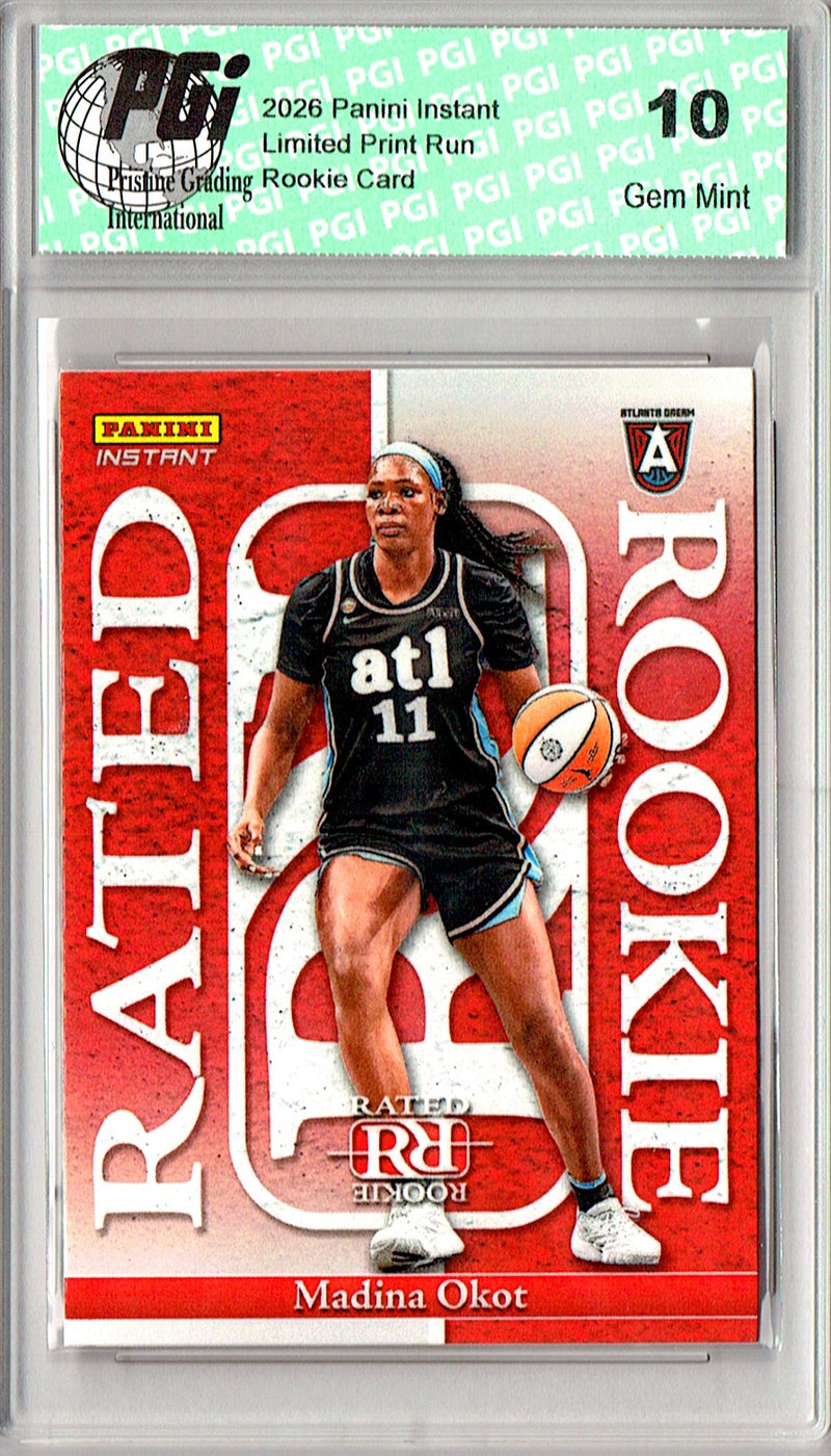 Madina Okot Rookie Card 2026 Panini Instant #RRR-17 Rated Rookie, PGI 10, Atlanta Dream Basketball