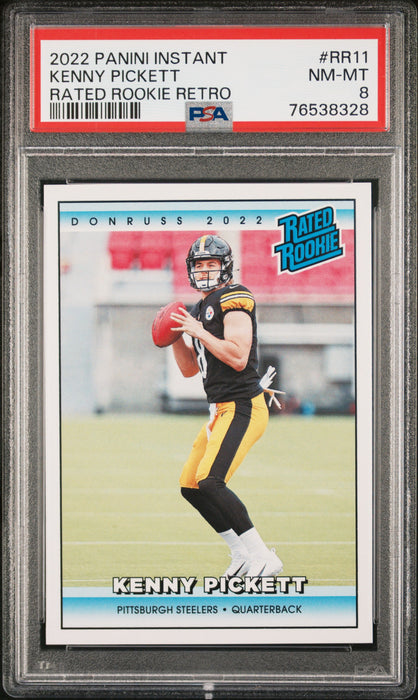 PSA 8 NM-MT Kenny Pickett 2022 Panini Instant #RR11 Rookie Card Rated Rookie Retro