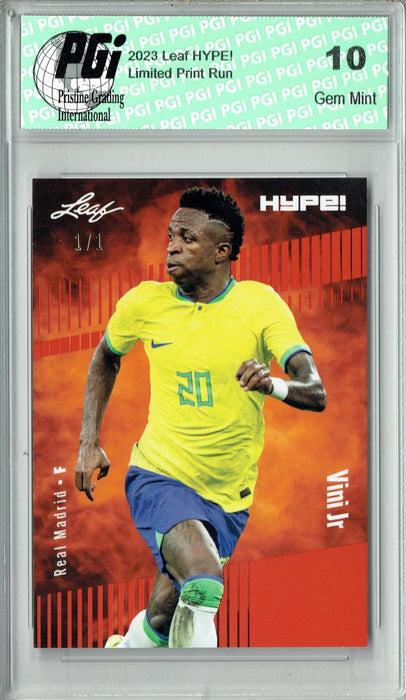 Vinicius Vini Junior 2023 Leaf HYPE! #138 Orange Blank Back #1/1 Trading Card PGI 10