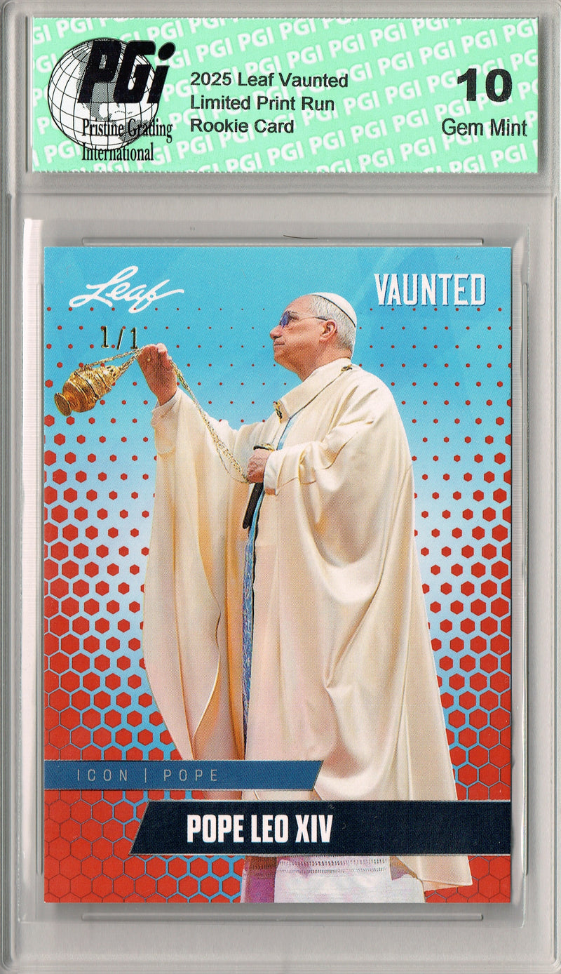 Pope Leo XIV 2025 Leaf Vaunted #V-05 Masterpiece 1 of 1 Rookie Card PGI 10