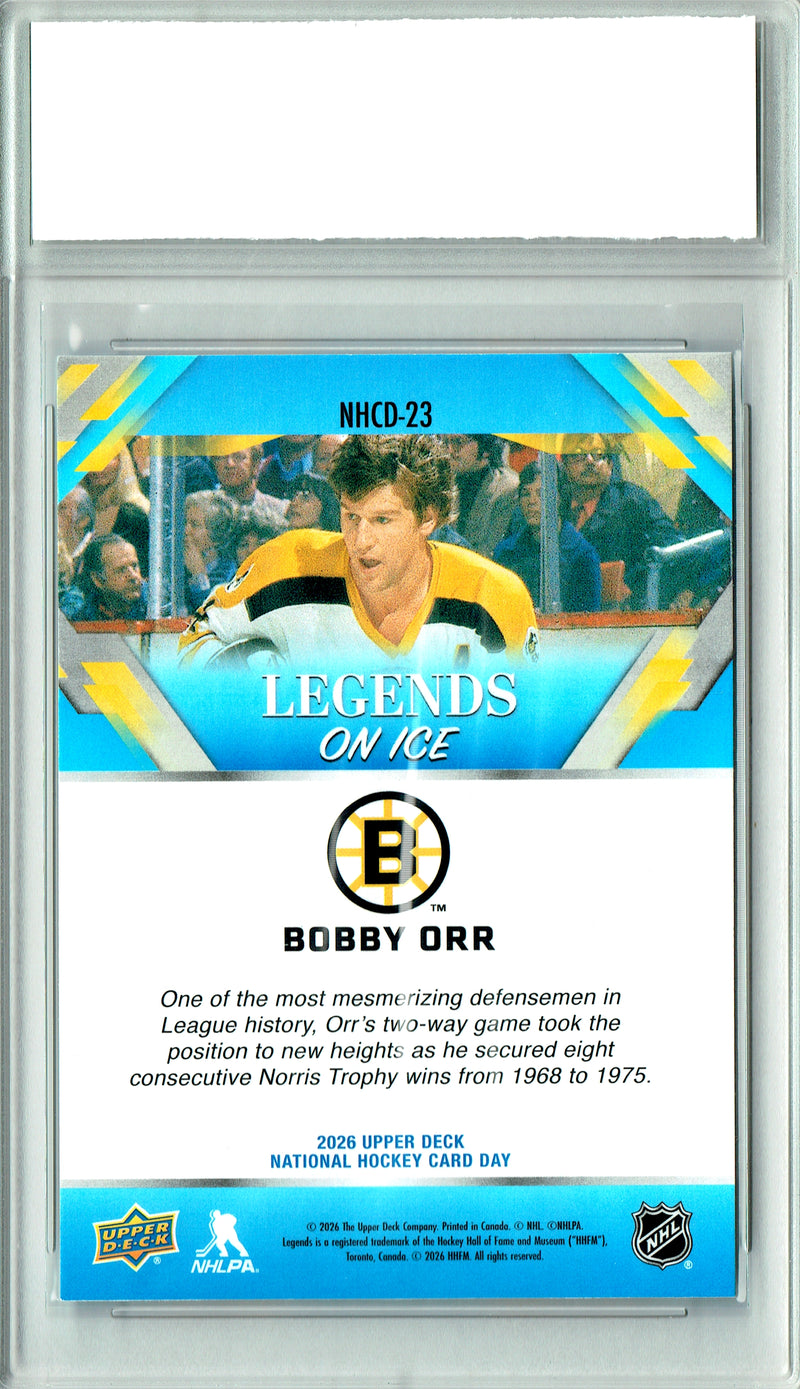Bobby Orr Trading Card 2026 Upper Deck #NHCD-23 National Hockey Card Day, Certified Mint+ Condition, Boston Bruins Hockey