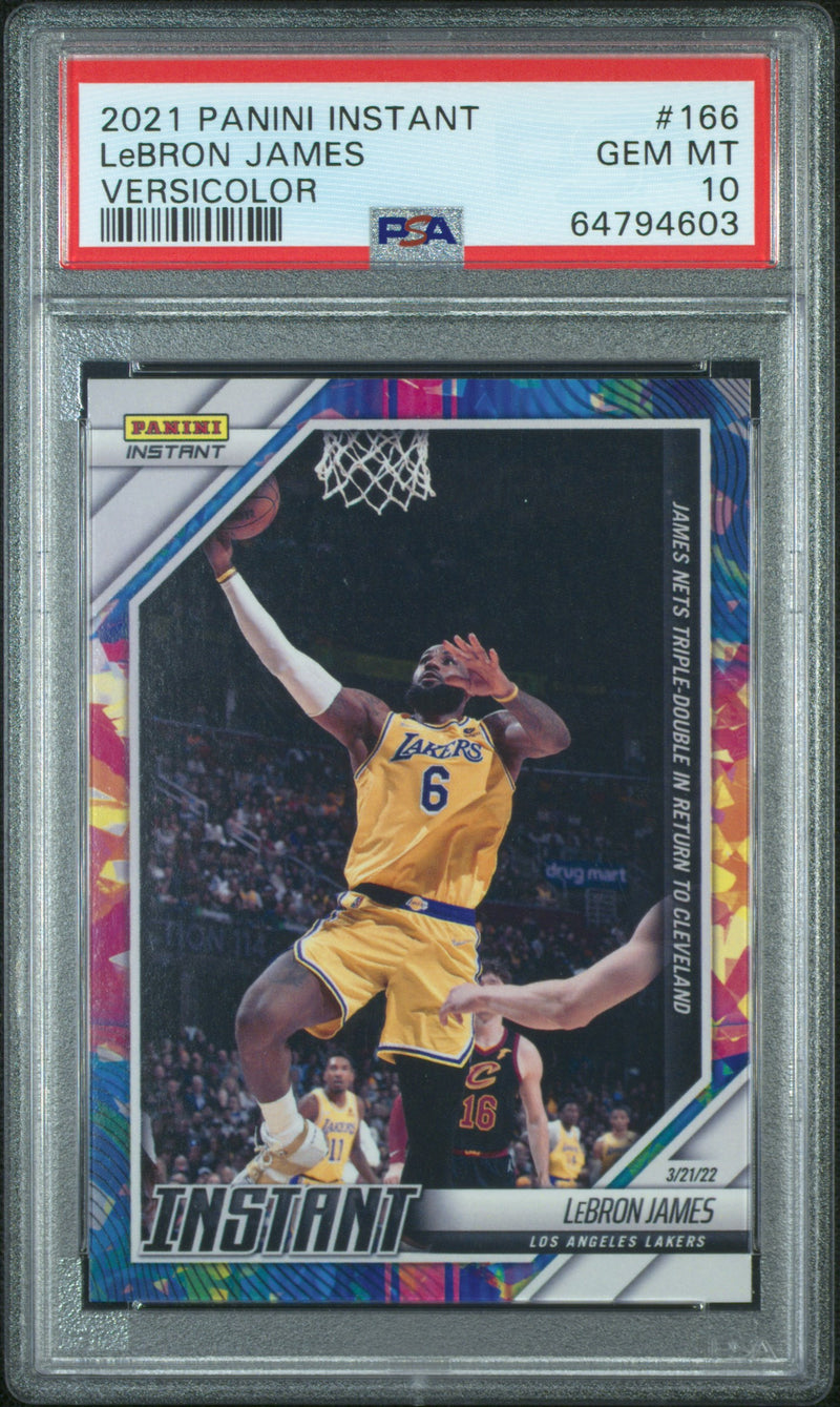 PSA 10 GEM-MT Lebron James 2021 Panini Instant #166 Rare Trading Card Versicolor #3/5