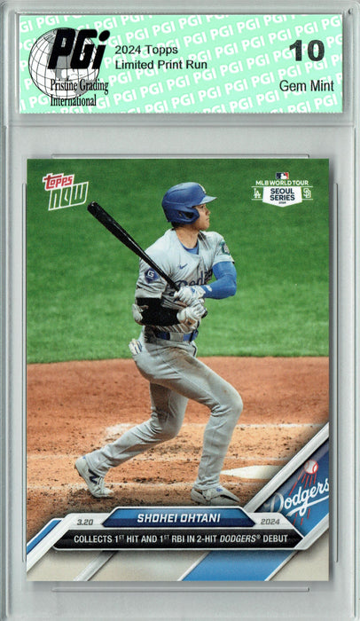 Shohei Ohtani 2024 Topps Now #1 Dodger Debut Rare Trading Card PGI 10