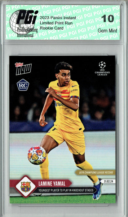 Lamine Yamal 2023-24 Topps Now #99 Youngest Player Barcelona Rookie Card PGI 10