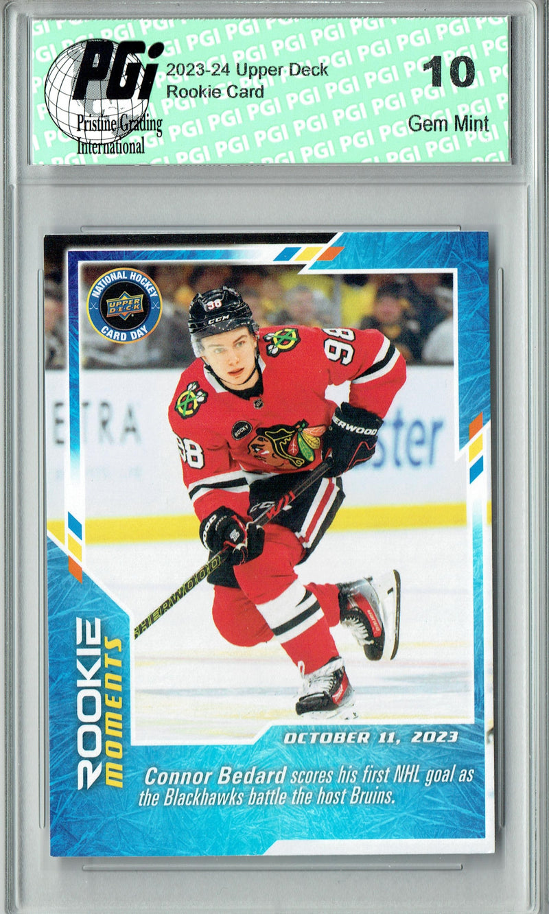 Connor Bedard 2024 Upper Deck #NHCD-31 Hockey Day Rookie Card PGI 10