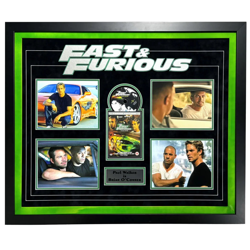 Paul Walker Autographed Fast & the Furious Dvd Framed Collage JSA COA Signed Photo