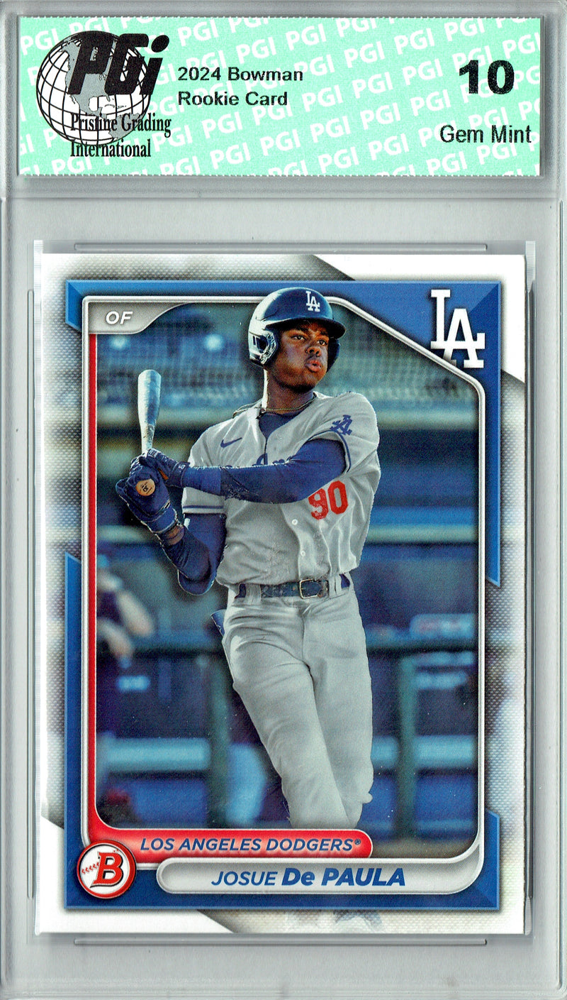 Josue De Paula Rookie Card 2024 Bowman #BP-12, PGI 10, Los Angeles Dodgers Baseball