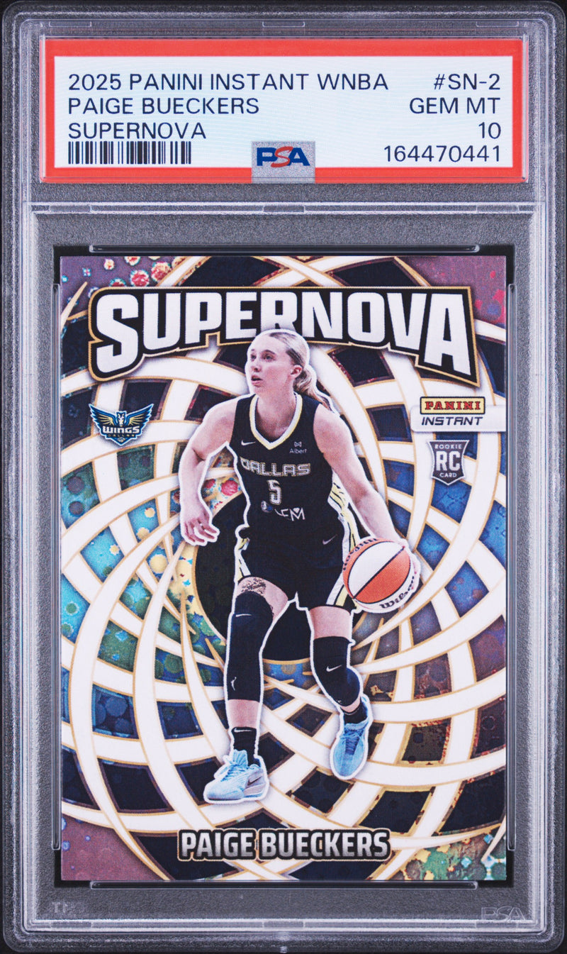 Paige Bueckers Rookie Card 2025 Panini Instant #SN-2 Supernova, PSA 10, Dallas Wings Basketball