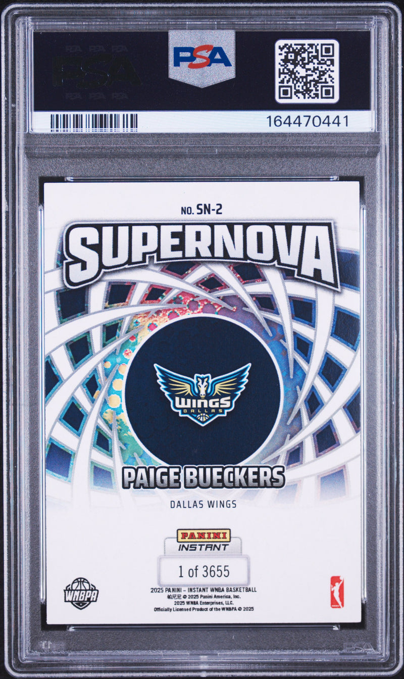 Paige Bueckers Rookie Card 2025 Panini Instant #SN-2 Supernova, PSA 10, Dallas Wings Basketball