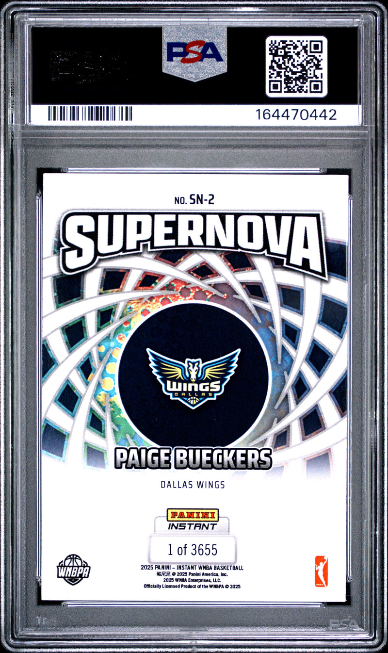 Paige Bueckers Rookie Card 2025 Panini Instant #SN-2 Supernova, PSA 9, Dallas Wings Basketball