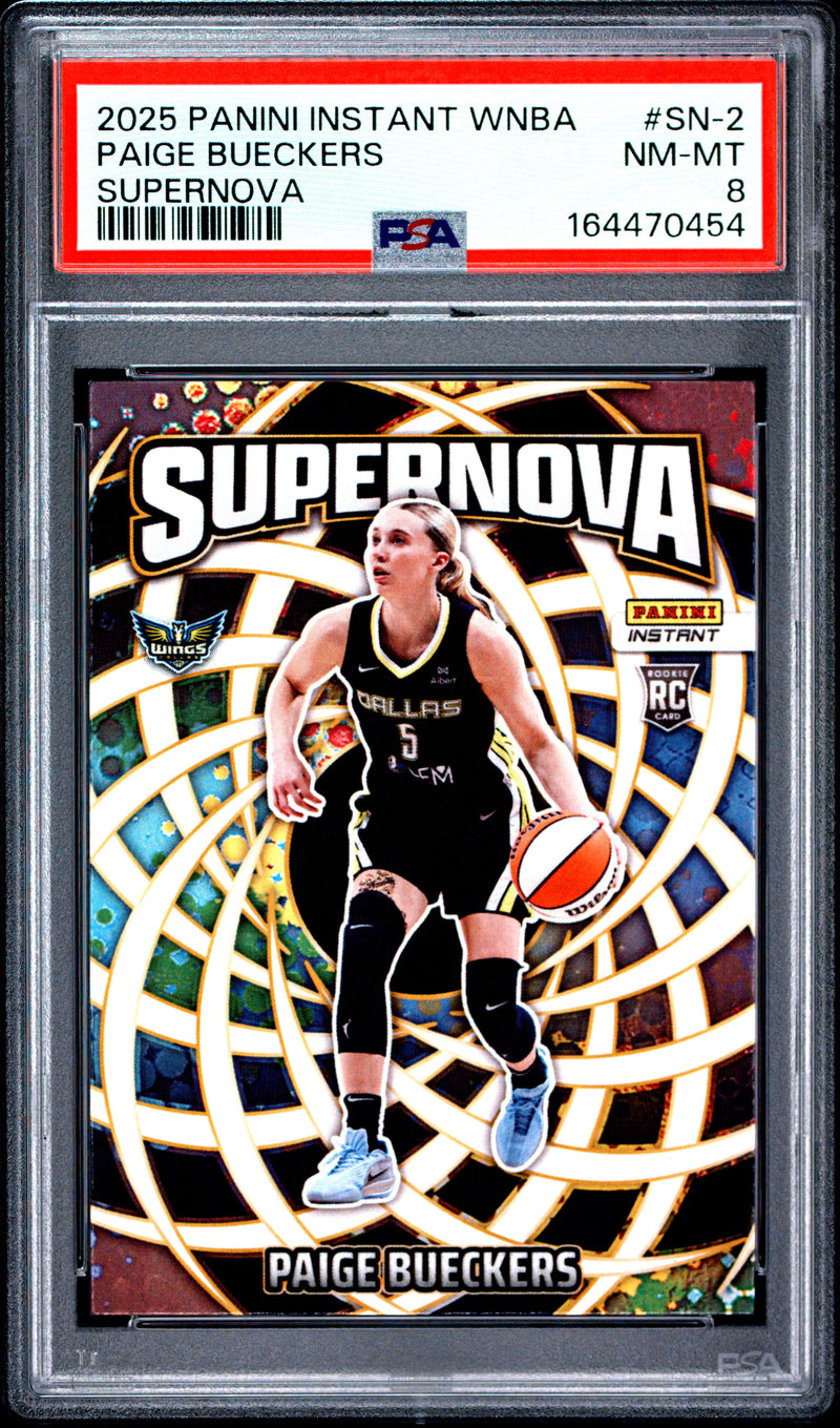 Paige Bueckers Rookie Card 2025 Panini Instant #SN-2 Supernova, PSA 8, Dallas Wings Basketball