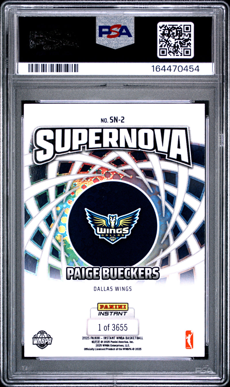 Paige Bueckers Rookie Card 2025 Panini Instant #SN-2 Supernova, PSA 8, Dallas Wings Basketball
