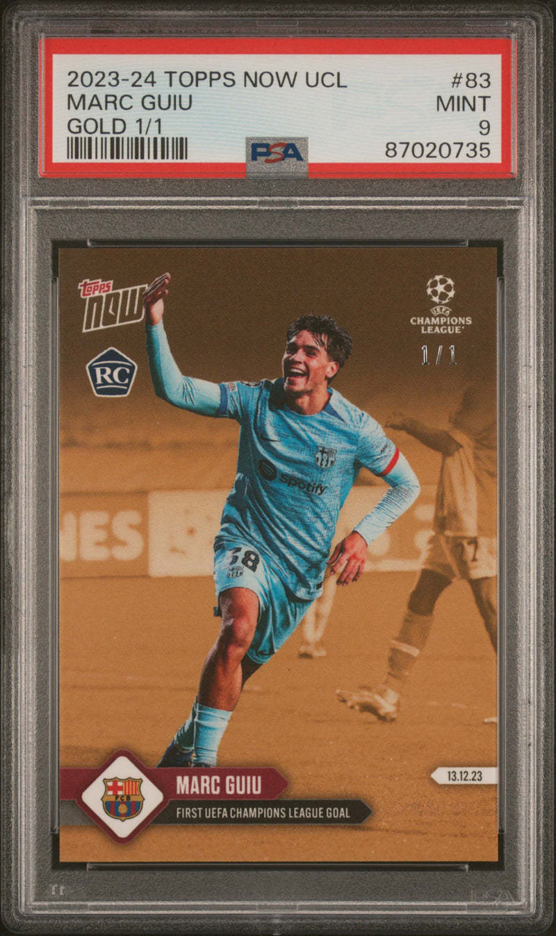 PSA 9 Marc Guiu 2023 Topps Now #83 Gold 1 of 1 Masterpiece Rookie Card Barcelona