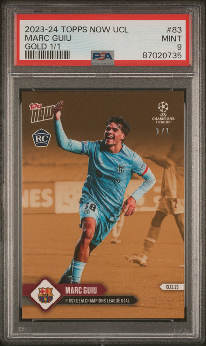 PSA 9 Marc Guiu 2023 Topps Now #83 Gold 1 of 1 Masterpiece Rookie Card
