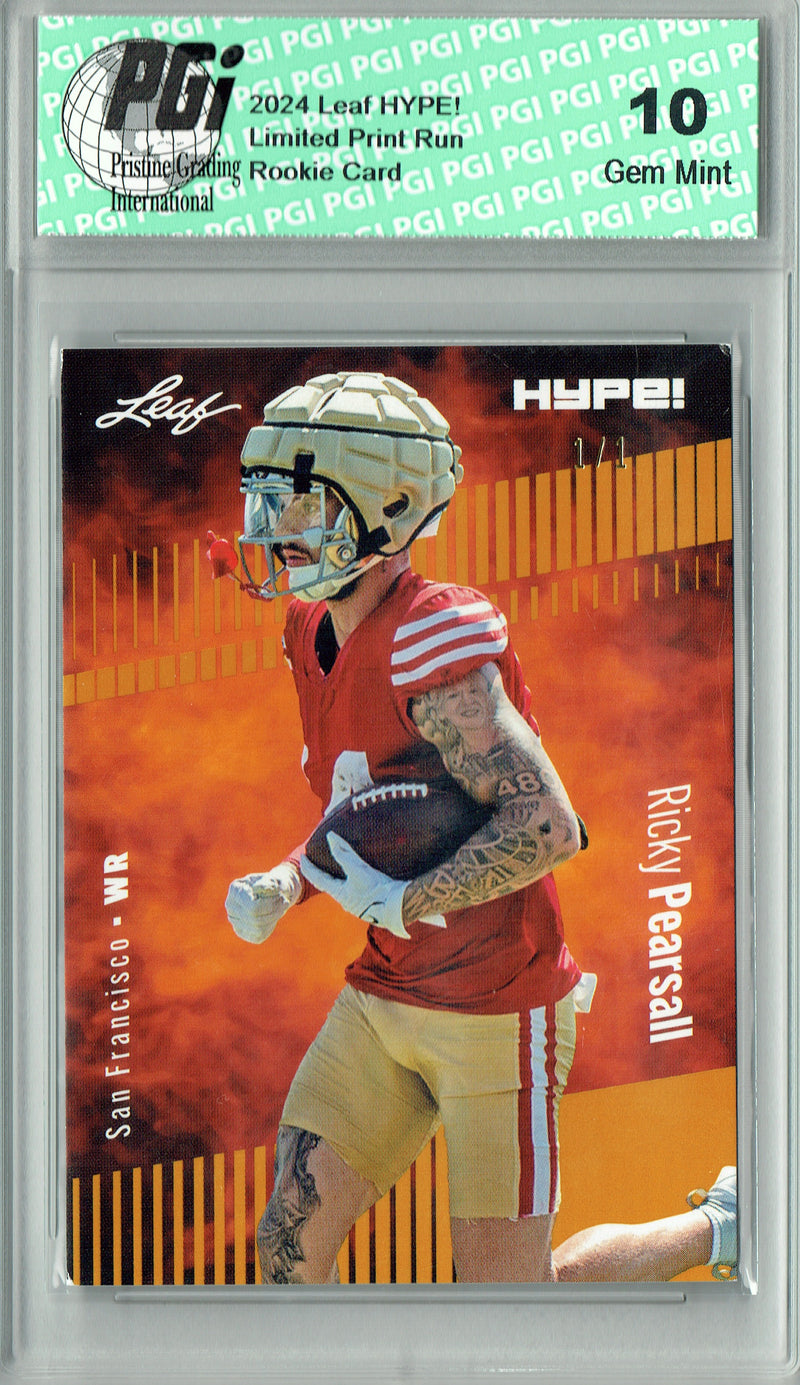 Ricky Pearsall Rookie Card San Francisco PGI 10 Gem Mint Football Trading Card 2024 Leaf HYPE! #153 Gold Blank Back 1/1