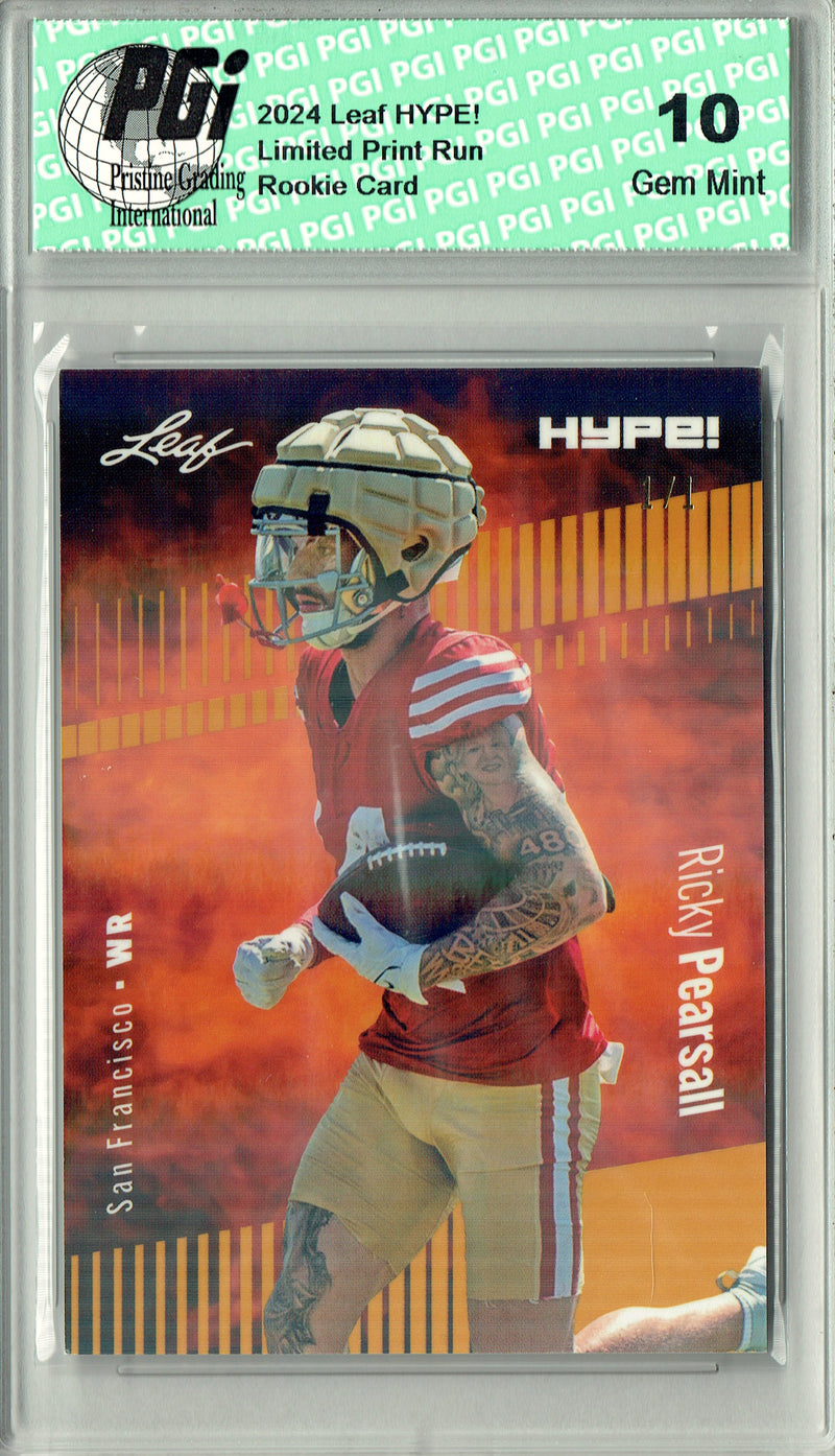 Ricky Pearsall Rookie Card San Francisco PGI 10 Gem Mint Football Trading Card 2024 Leaf HYPE! #153 Gold Shimmer 1/1