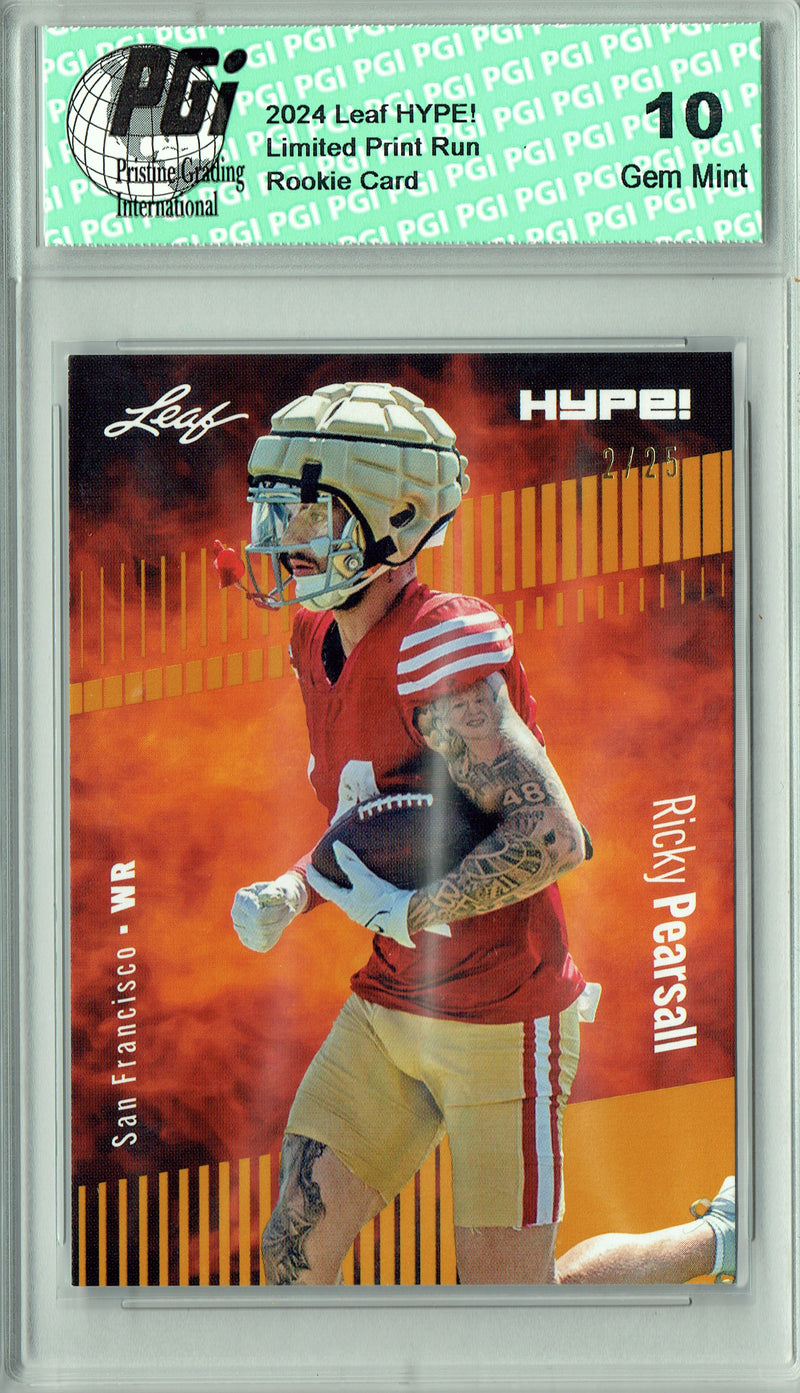 Ricky Pearsall Rookie Card San Francisco PGI 10 Gem Mint Football Trading Card 2024 Leaf HYPE! #153 Gold SP 25 Made
