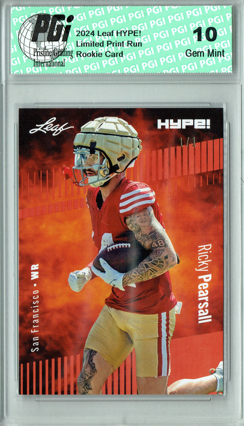 Ricky Pearsall Rookie Card San Francisco PGI 10 Gem Mint Football Trading Card 2024 Leaf HYPE! #153 Masterpiece 1 of 1