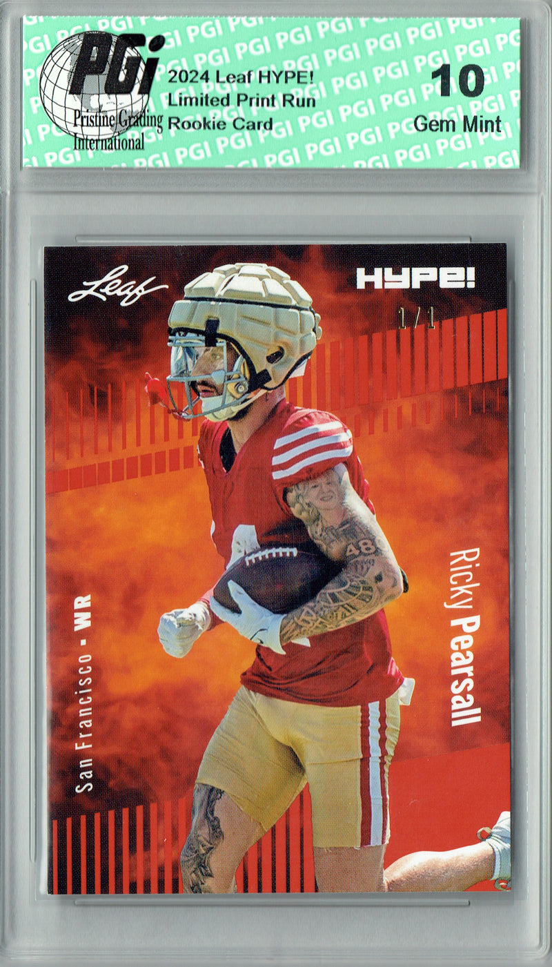 Ricky Pearsall Rookie Card San Francisco PGI 10 Gem Mint Football Trading Card 2024 Leaf HYPE! #153 Orange Blank Back 1/1