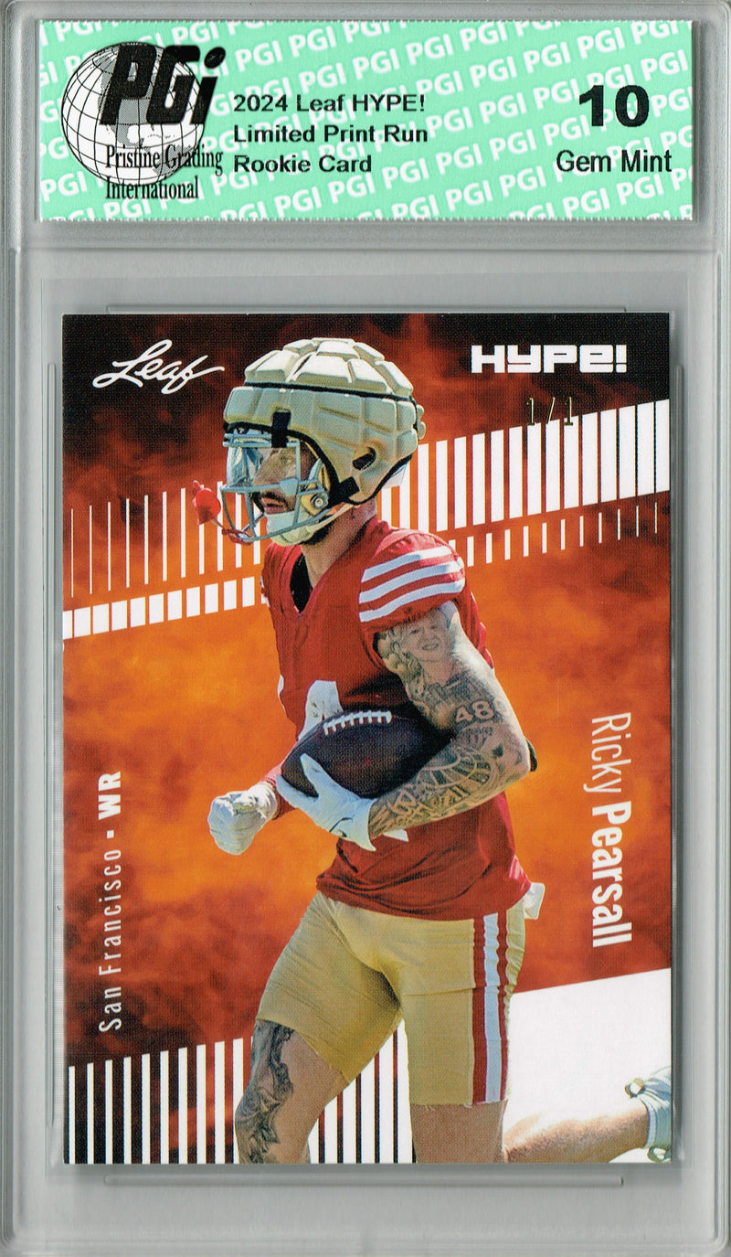 Ricky Pearsall Rookie Card San Francisco PGI 10 Gem Mint Football Trading Card 2024 Leaf HYPE! #153 White Blank Back 1/1