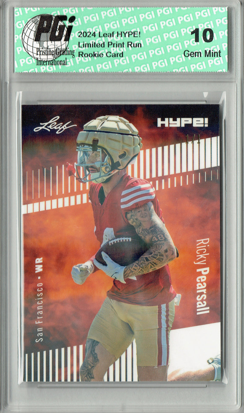 Ricky Pearsall Rookie Card San Francisco PGI 10 Gem Mint Football Trading Card 2024 Leaf HYPE! #153 White Shimmer 1/1