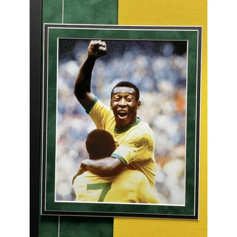 Pele Autographed Brazil Cbd Yellow Soccer Jersey Framed BAS Beckett COA Signed