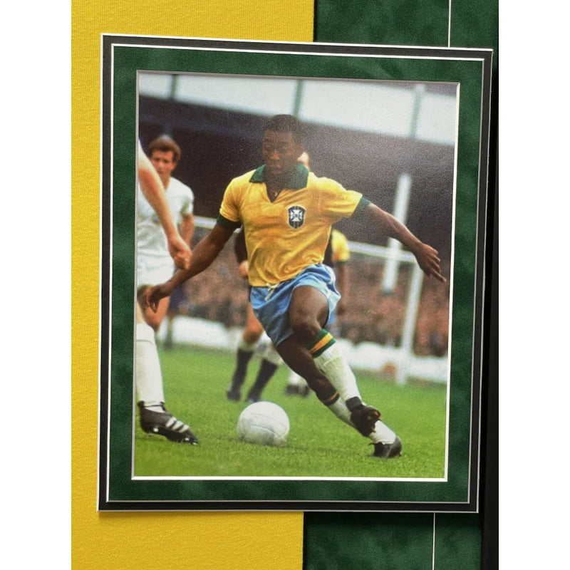 Pele Autographed Brazil Cbd Yellow Soccer Jersey Framed BAS Beckett COA Signed