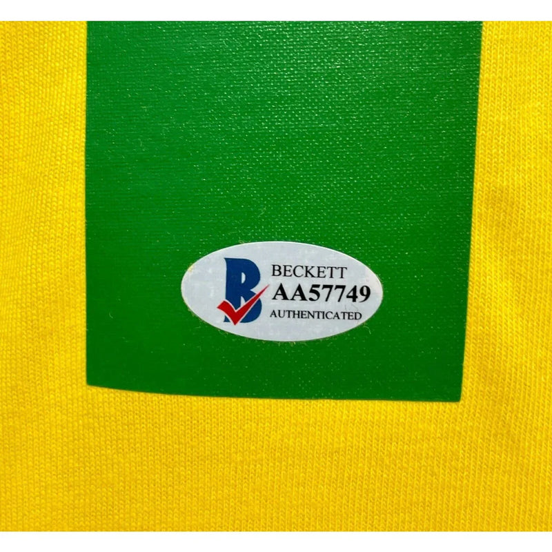 Pele Autographed Brazil Cbd Yellow Soccer Jersey Framed BAS Beckett COA Signed