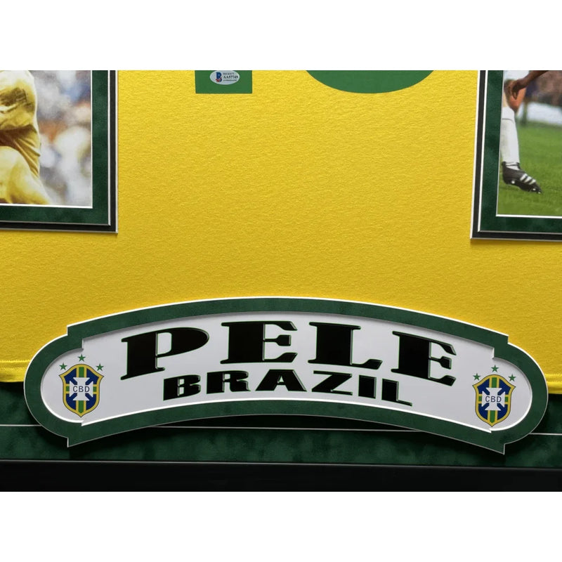 Pele Autographed Brazil Cbd Yellow Soccer Jersey Framed BAS Beckett COA Signed